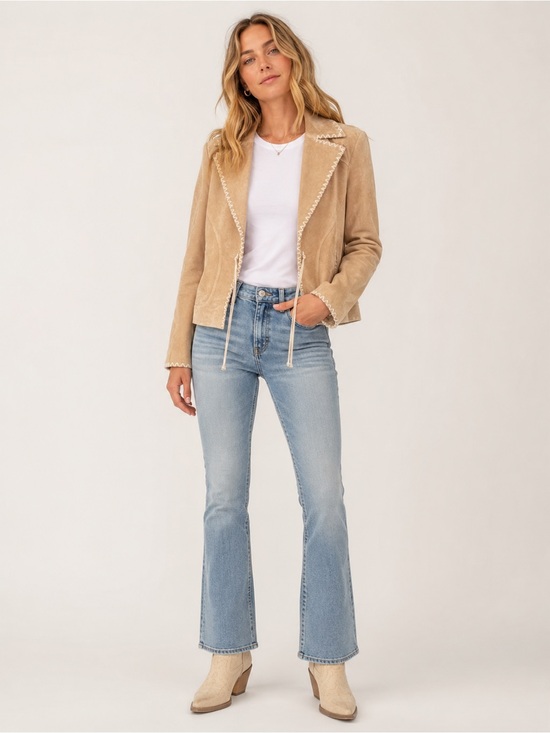 Guess Jackets & Blazers - GUESS Beige Suede Women's Jacket with Whipstitch Trim. Small.